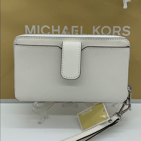 MICHAEL KORS MD ZA PHONE HOLDER WALLET Optic White - Picture 9 of 16